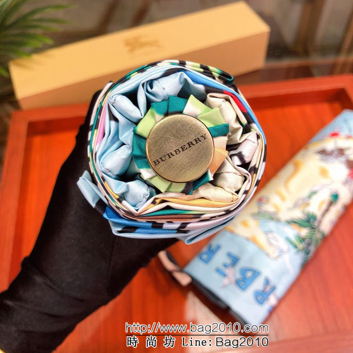 BURBERRY巴寶莉 專櫃夏季新款 全自動折疊晴雨傘 花卉圖案 防雨防紫外線隔熱傘  sll1040